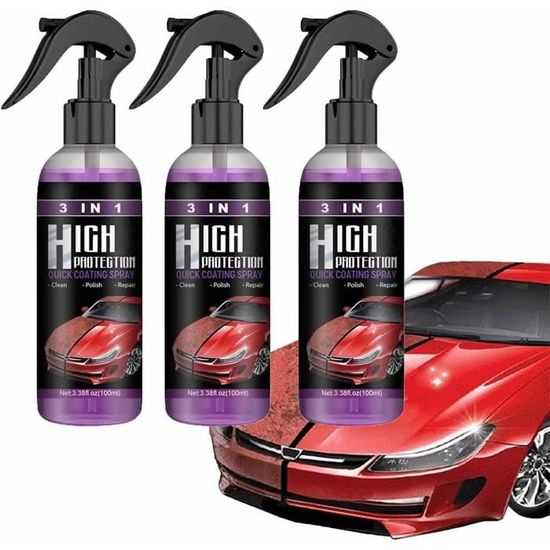 3 in 1 High Protection Quick Car Coating Spray, Plastics Parts Refurbish  Agent, Quick Coat Car Wax Polish Spray(100MLx3) - Cdiscount Auto